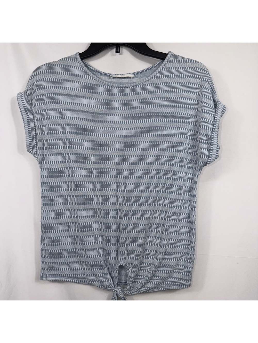 Caution to the Wind Medium Blue Tie Front Top